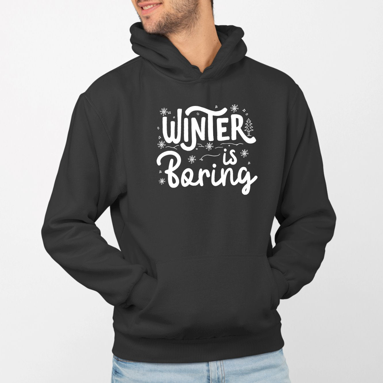 Sweat Capuche Adulte Winter is boring Noir