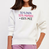 Sweat Enfant 50% maman 50% papa Blanc