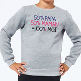 Sweat Enfant 50% maman 50% papa Gris