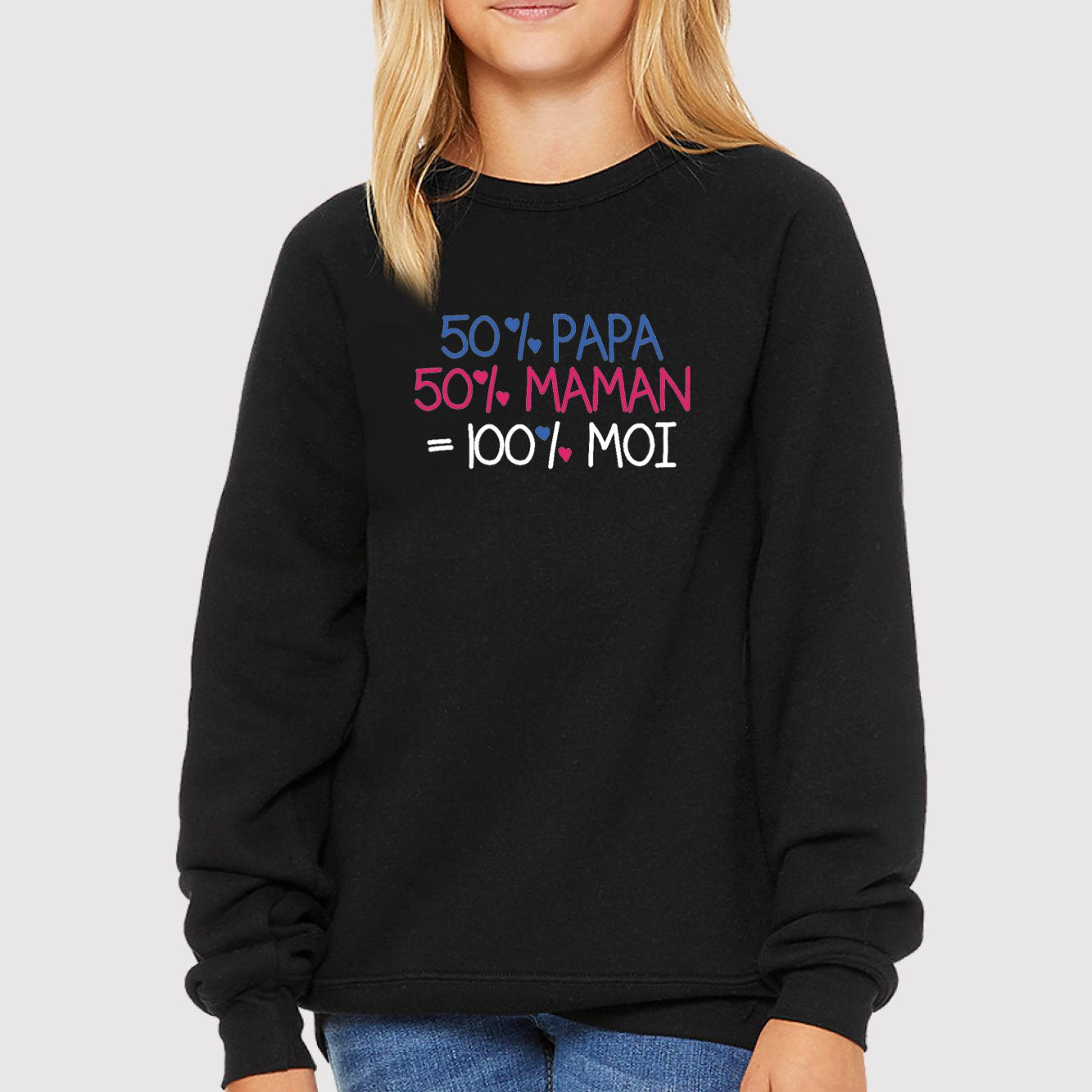 Sweat Enfant 50% maman 50% papa Noir