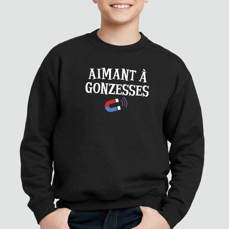 Sweat Enfant Aimant à gonzesses Noir