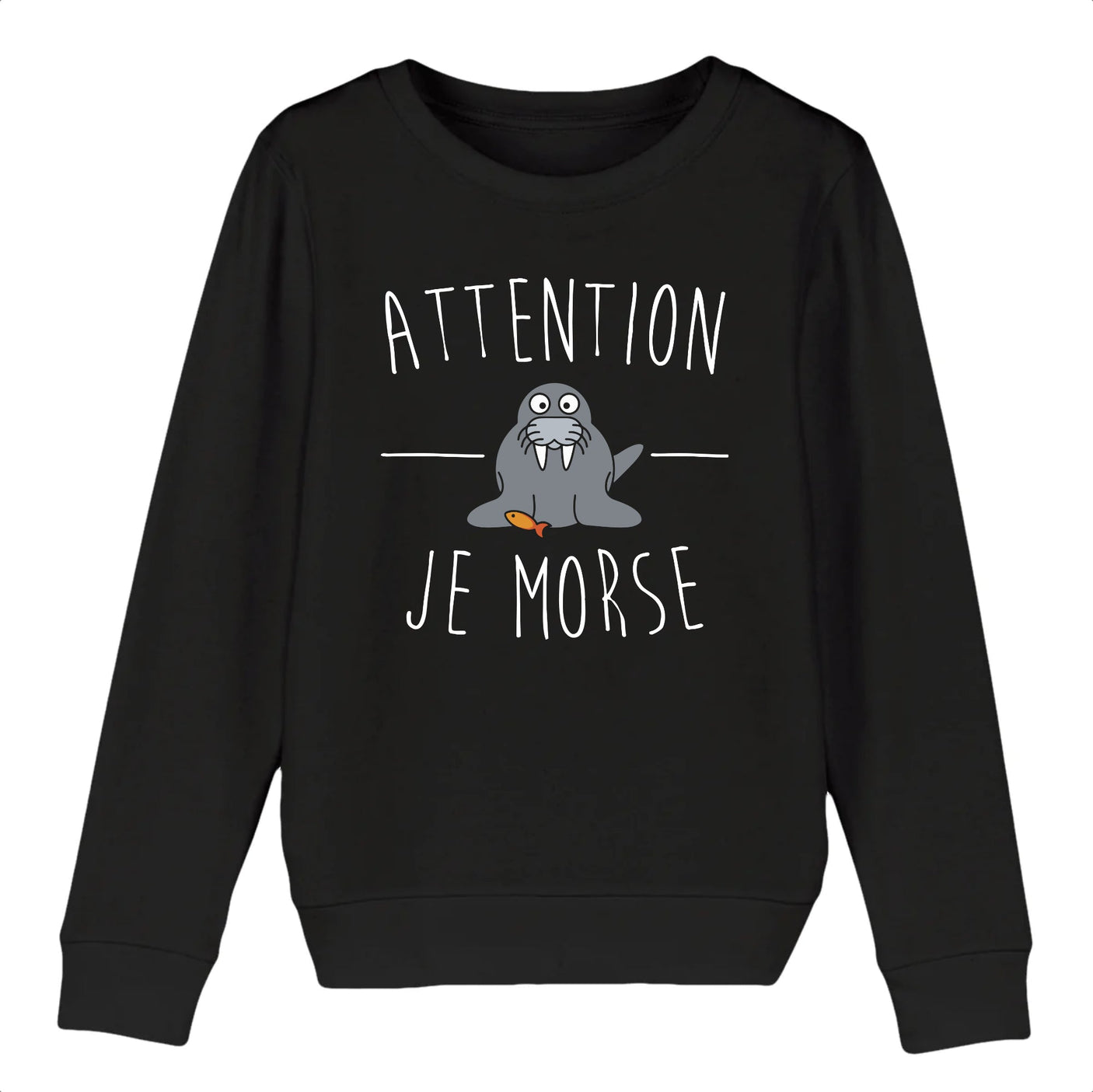 Sweat Enfant Attention je mords 