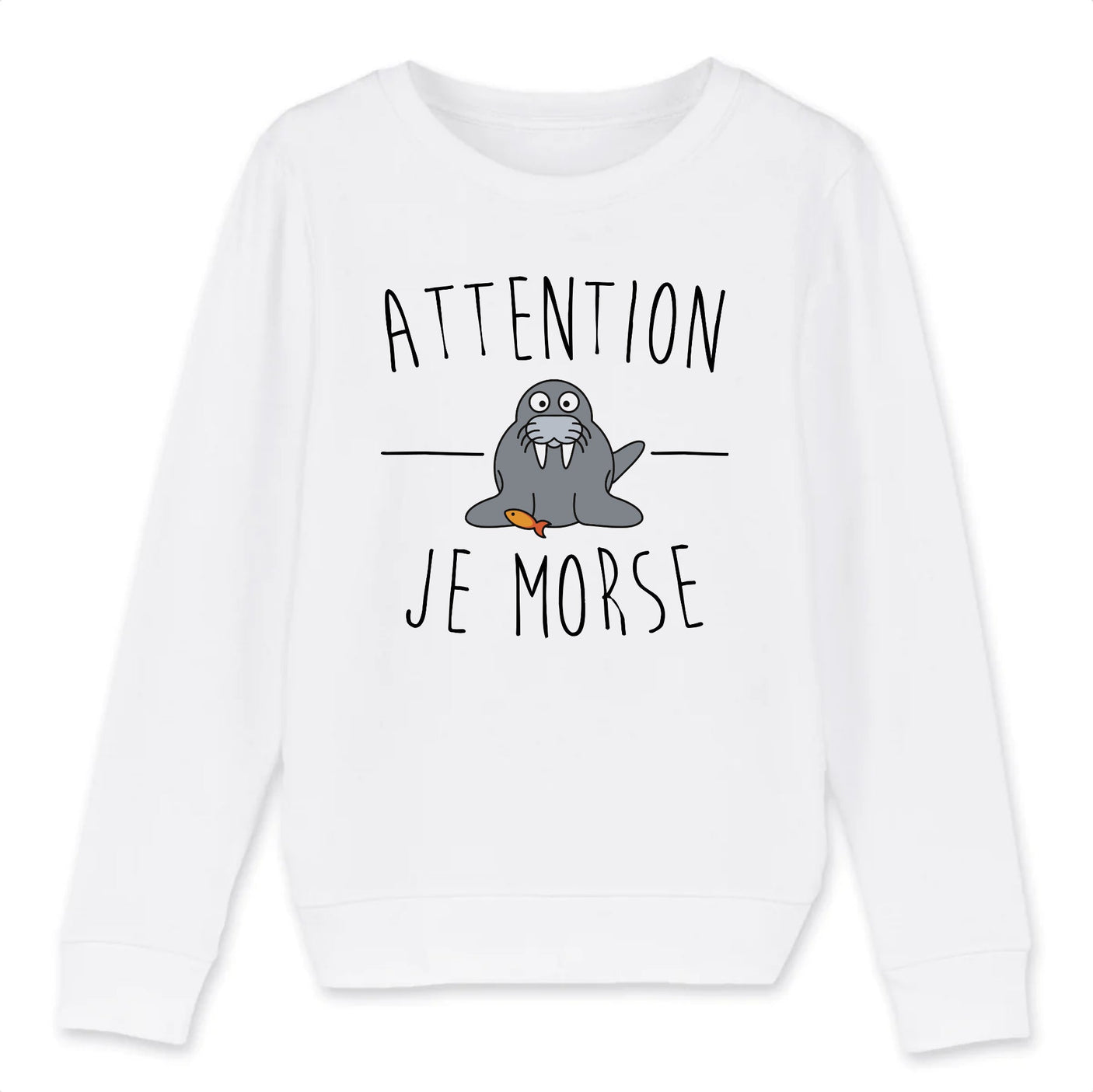 Sweat Enfant Attention je mords 