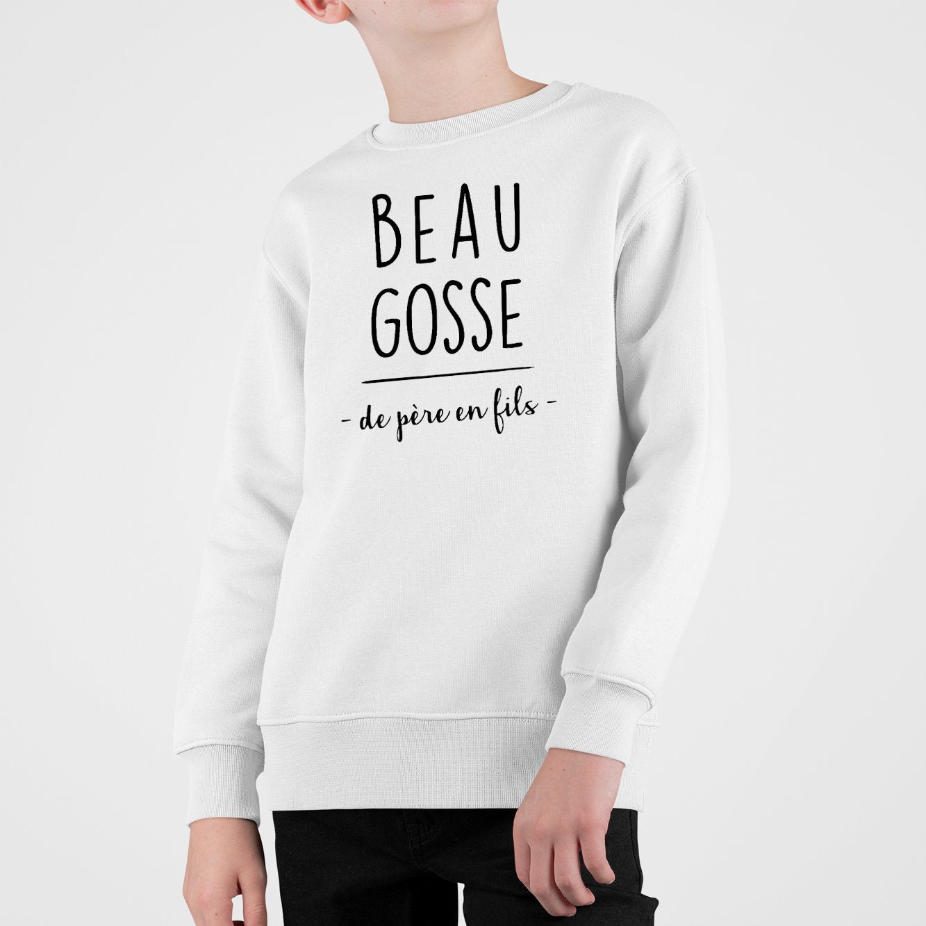 Sweat Enfant Beau gosse de père en fils Blanc