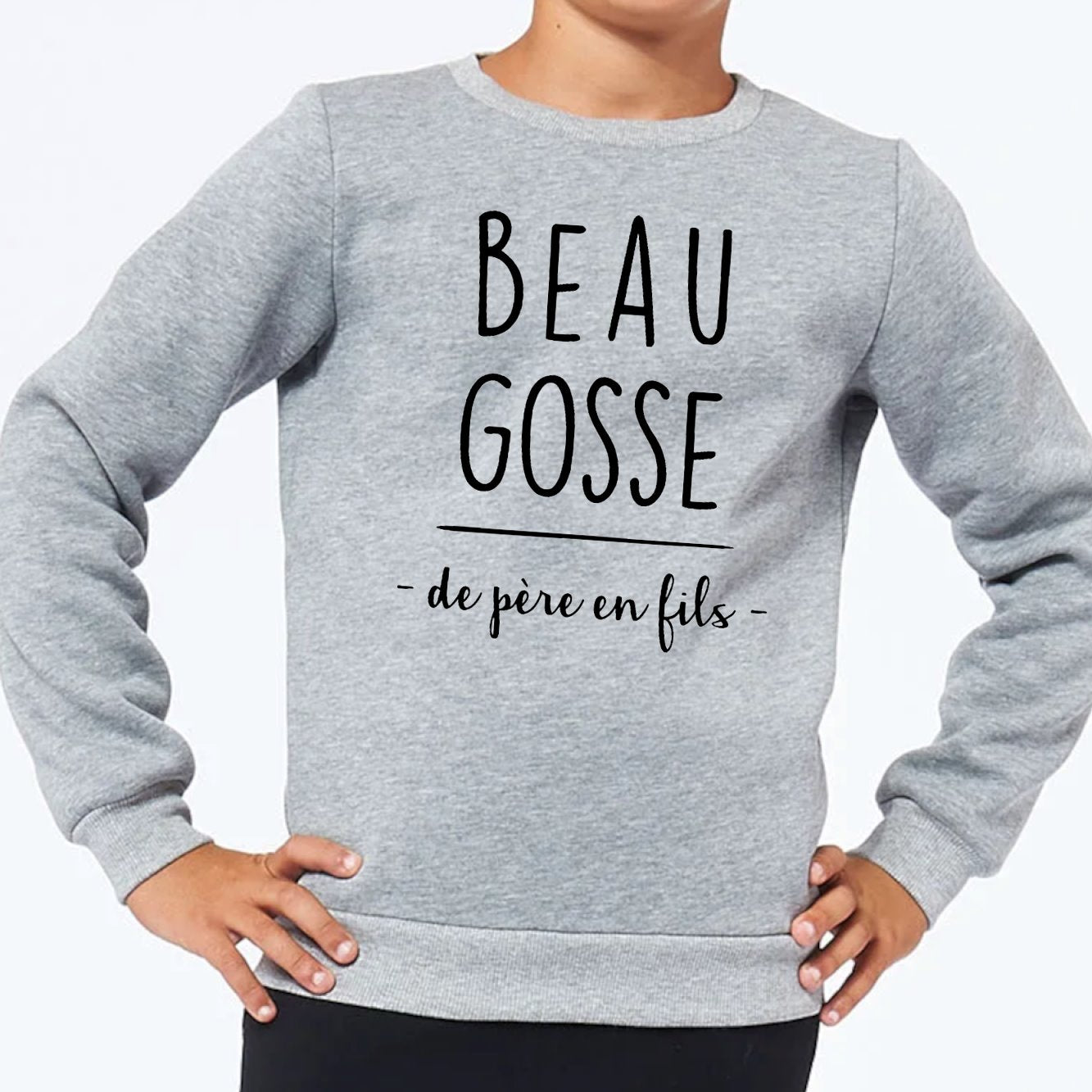 Sweat Enfant Beau gosse de père en fils Gris