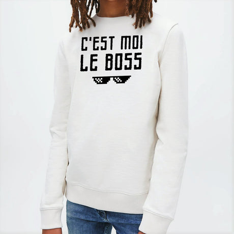 Sweat Enfant C'est moi le boss Blanc