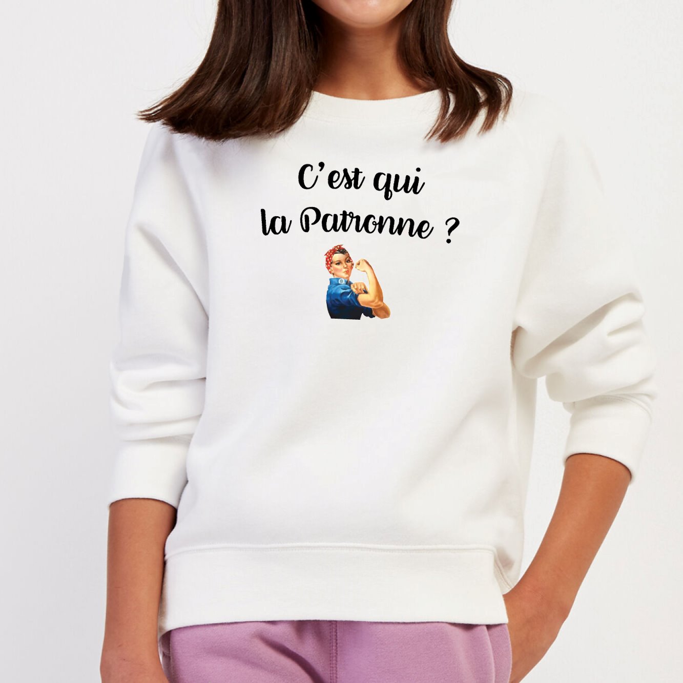 Sweat Enfant C'est qui la patronne Blanc