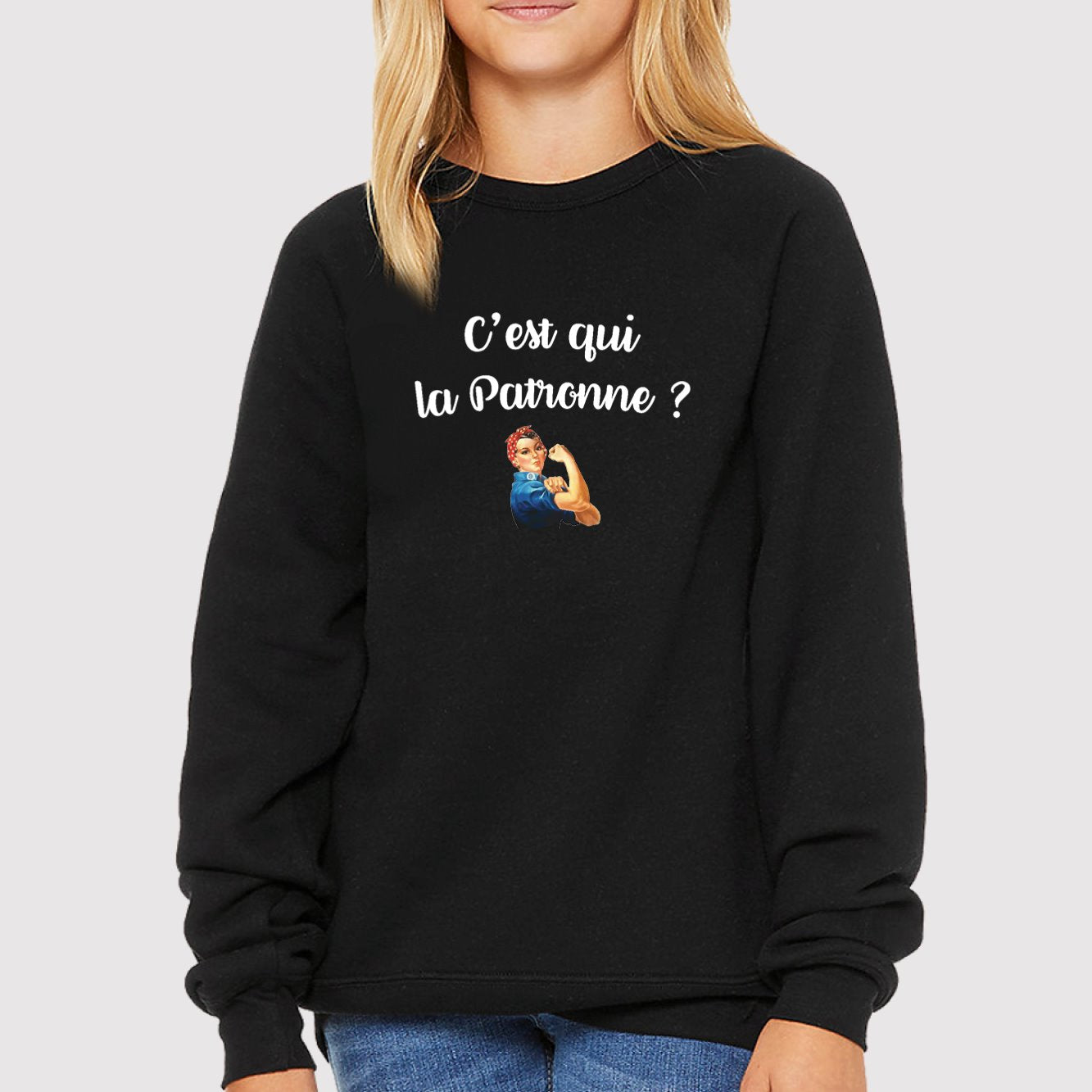 Sweat Enfant C'est qui la patronne Noir