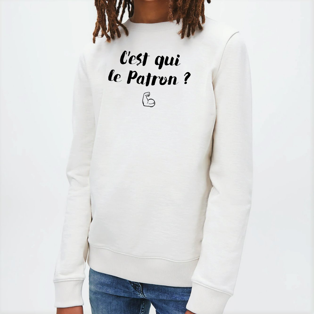 Sweat Enfant C'est qui le patron Blanc