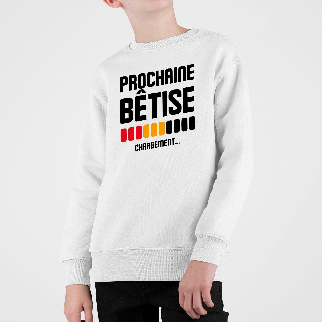 Sweat Enfant Chargement prochaine bêtise Blanc