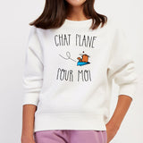 Sweat Enfant Chat plane pour moi Blanc