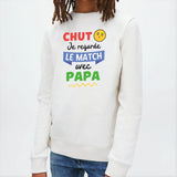 Sweat Enfant Chut je regarde le match avec papa Blanc