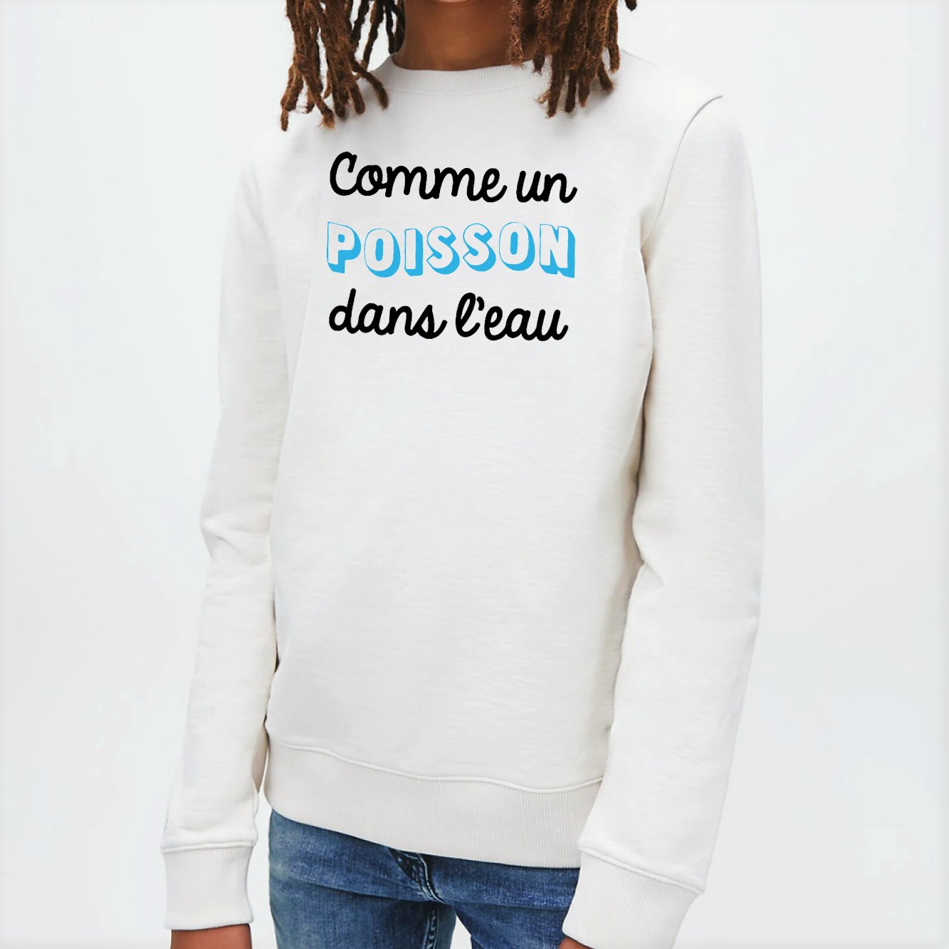 Sweat Enfant Comme un poisson dans l'eau Blanc