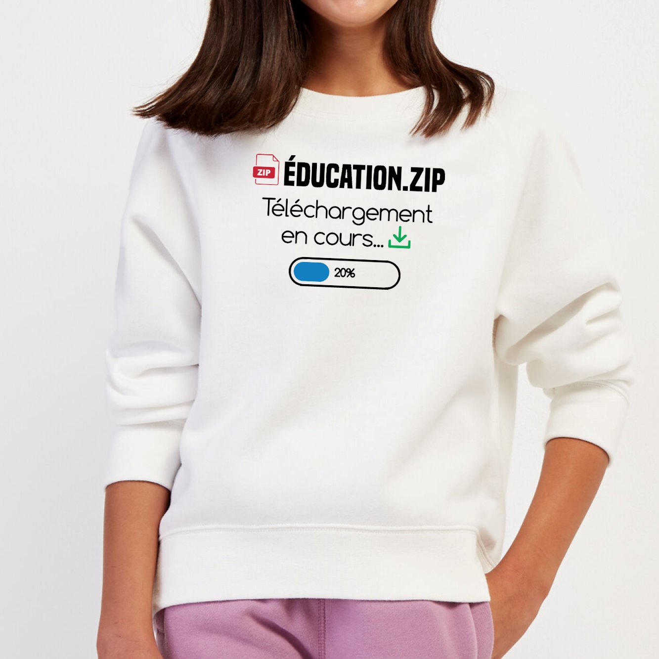 Sweat Enfant Éducation téléchargement en cours Blanc