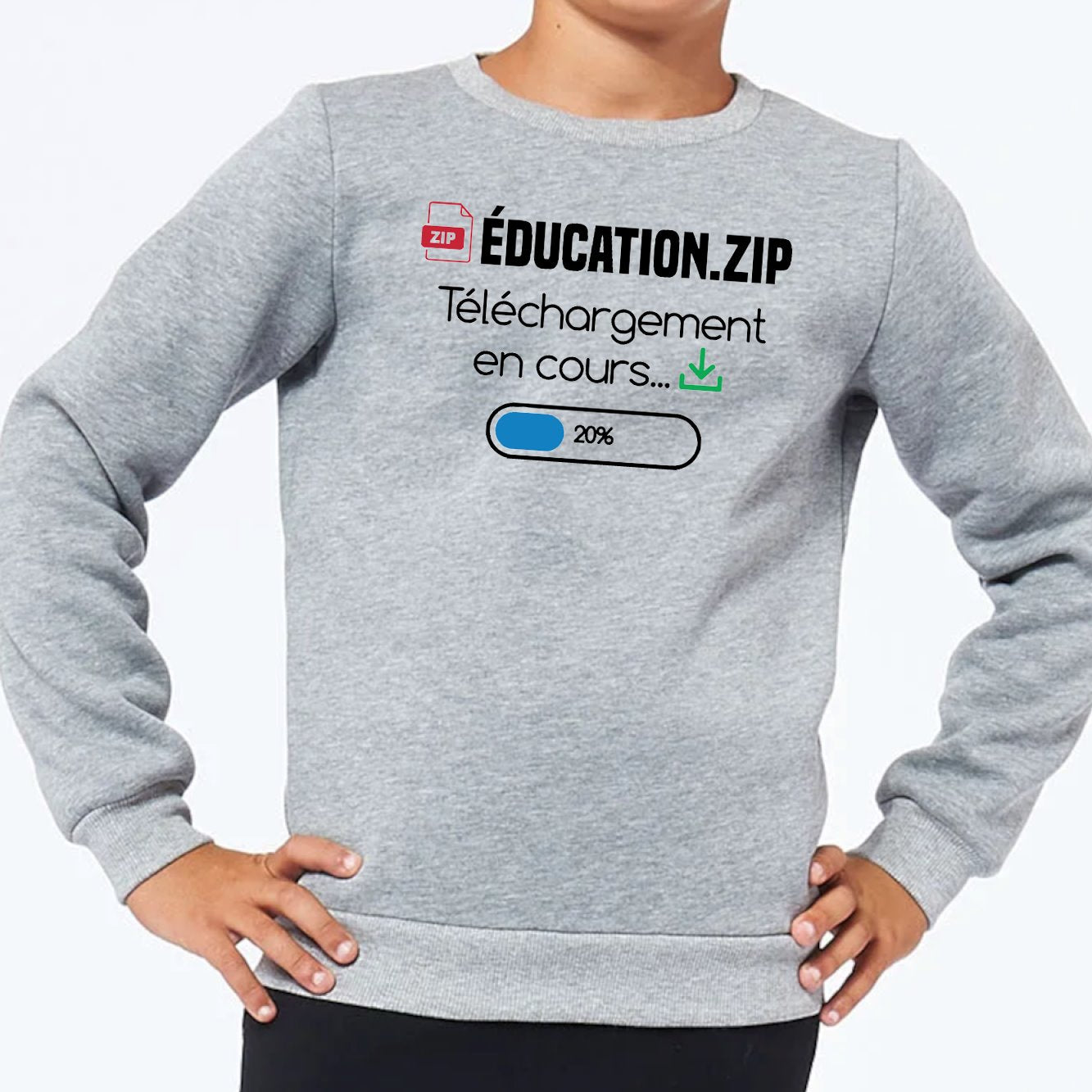 Sweat Enfant Éducation téléchargement en cours Gris