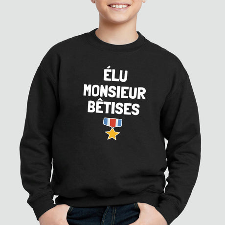 Sweat Enfant Élu monsieur bêtises Noir