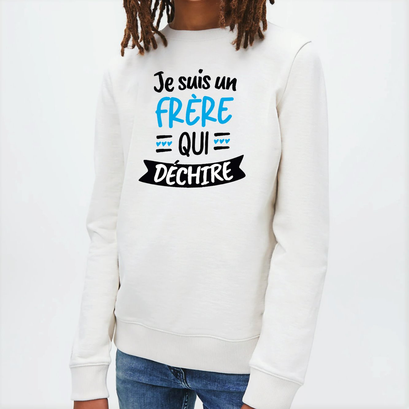 Sweat Enfant Frère qui déchire Blanc