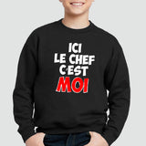 Sweat Enfant Ici le chef c'est moi Noir