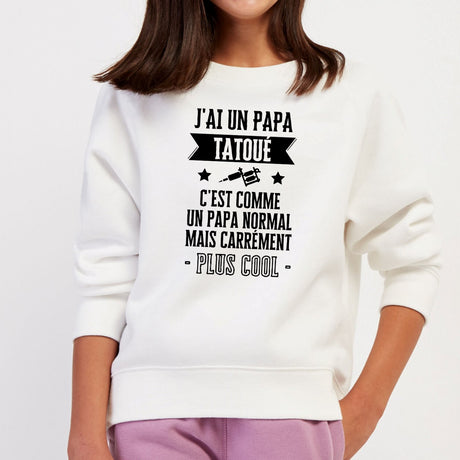 Sweat Enfant J'ai un papa tatoué Blanc