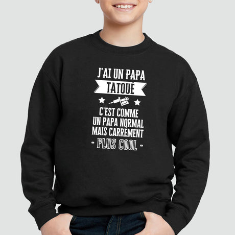 Sweat Enfant J'ai un papa tatoué Noir