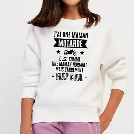 Sweat Enfant J'ai une maman motarde Blanc