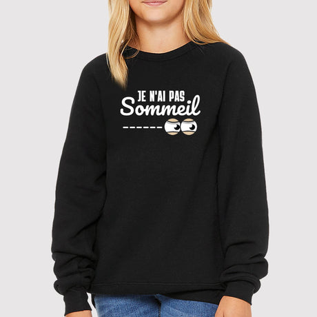 Sweat Enfant Je n'ai pas sommeil Noir