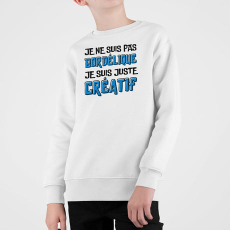 Sweat Enfant Je ne suis pas bordélique je suis créatif Blanc