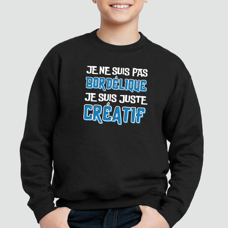 Sweat Enfant Je ne suis pas bordélique je suis créatif Noir