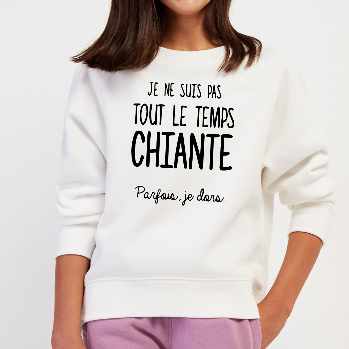 Sweat Enfant Je ne suis pas chiante Blanc