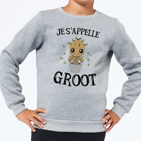 Sweat Enfant Je s'appelle Groot Gris