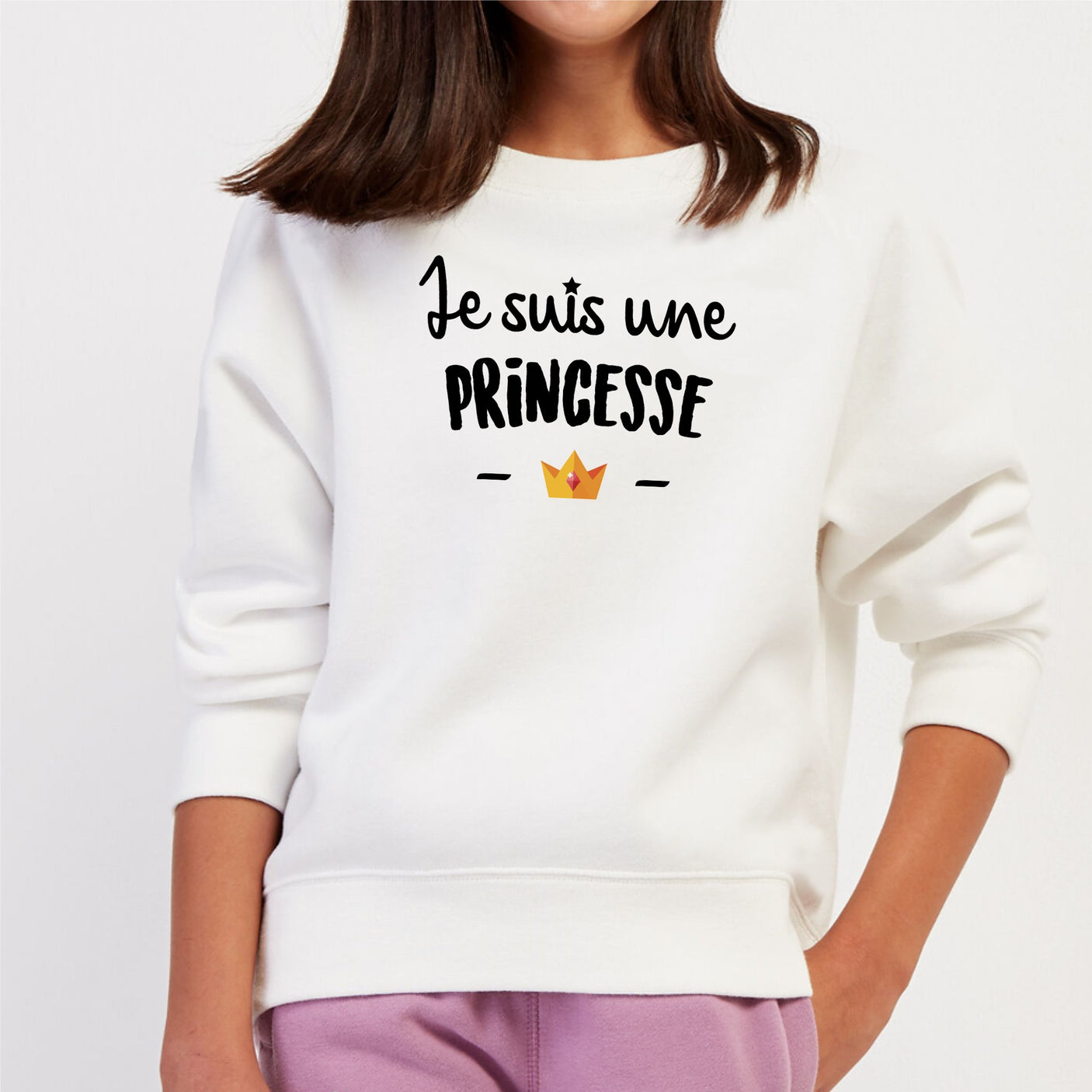 Sweat Enfant Je suis une princesse Blanc