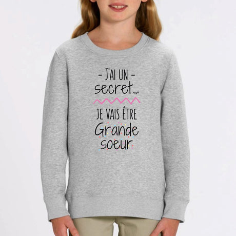 Sweat Enfant Je vais être grande soeur Gris