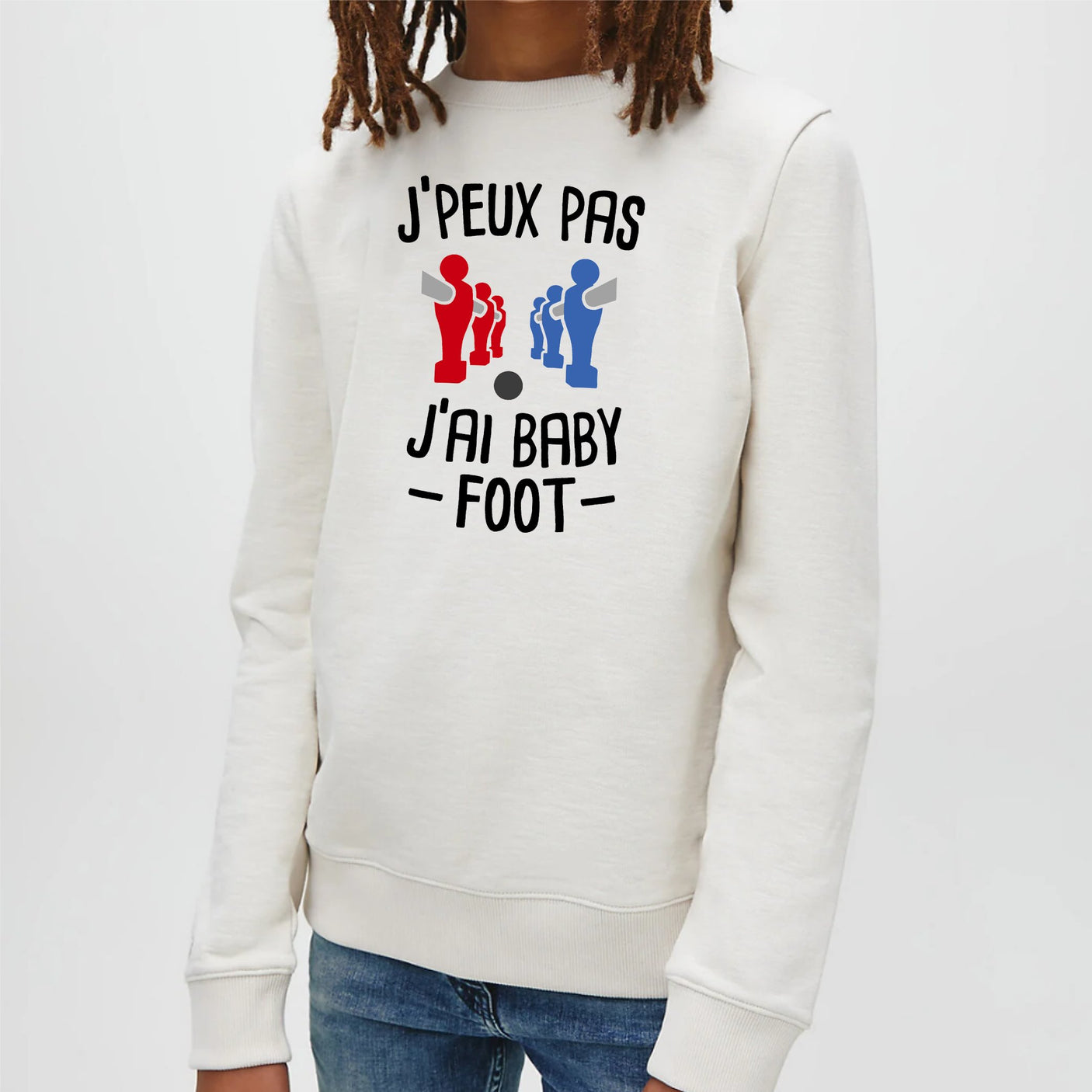 Sweat Enfant J'peux pas j'ai baby-foot Blanc