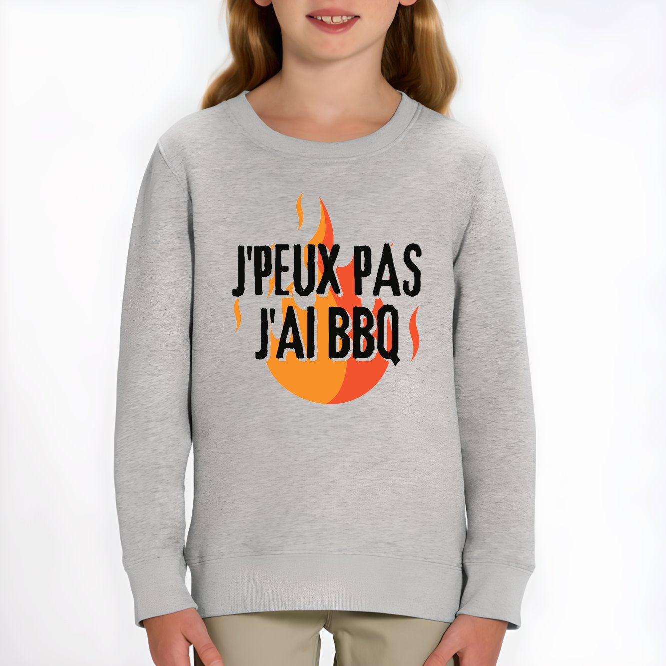 Sweat Enfant J'peux pas j'ai barbecue Gris