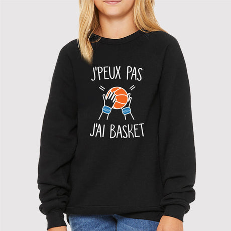 Sweat Enfant J'peux pas j'ai basket Noir