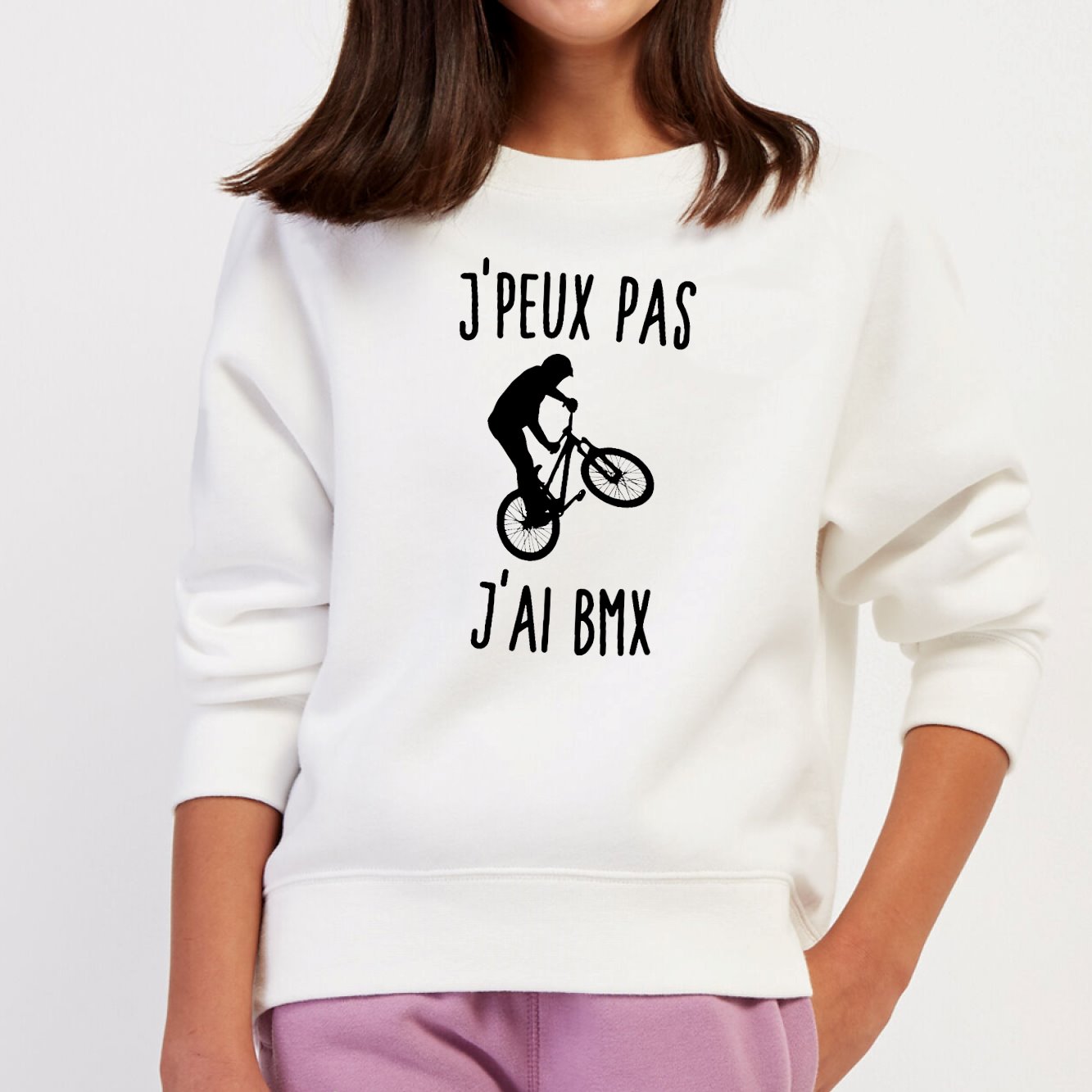 Sweat Enfant J'peux pas j'ai BMX Blanc