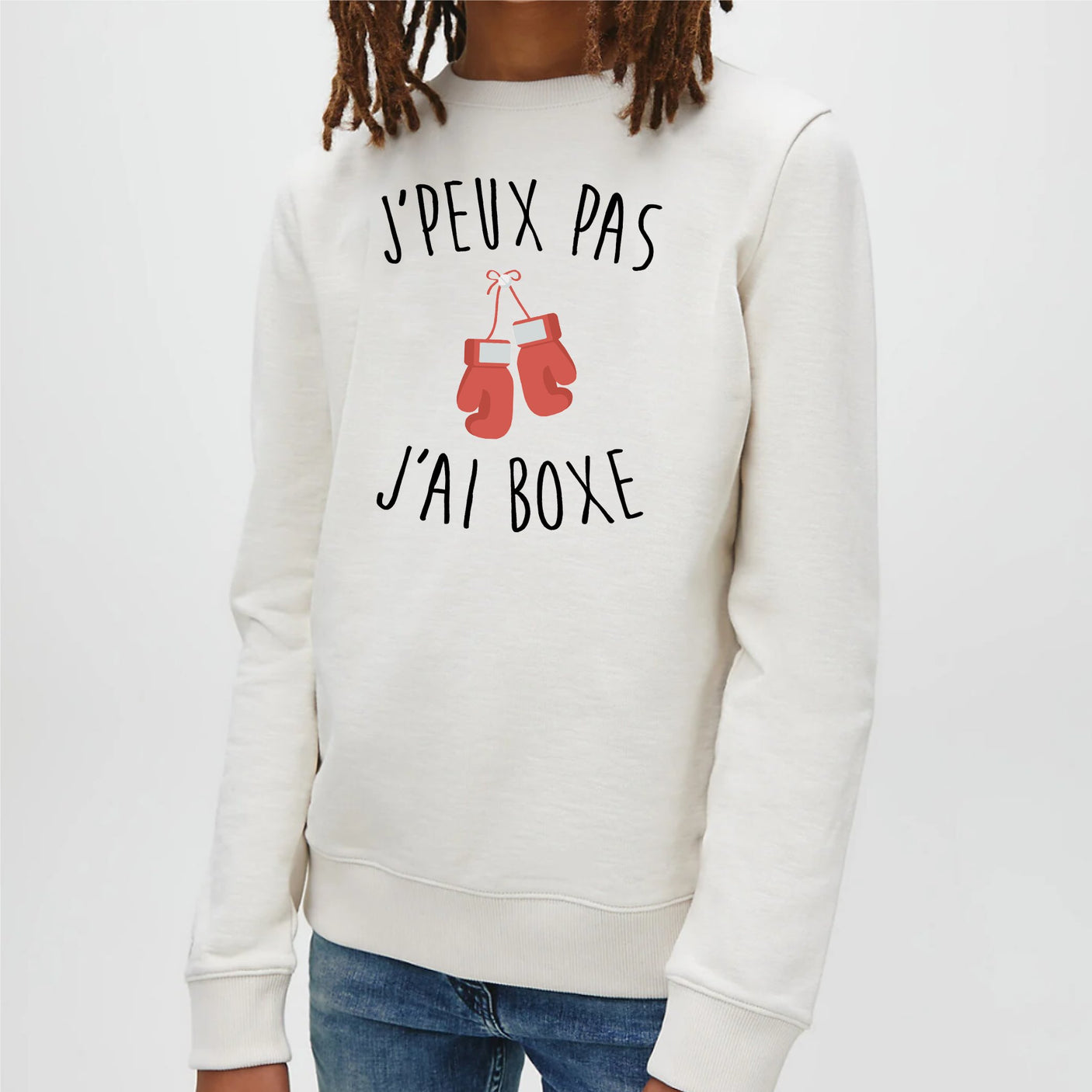 Sweat Enfant J'peux pas j'ai boxe Blanc