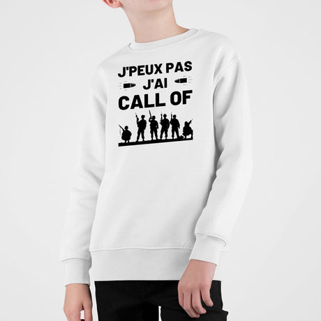 Sweat Enfant J'peux pas j'ai call of Blanc