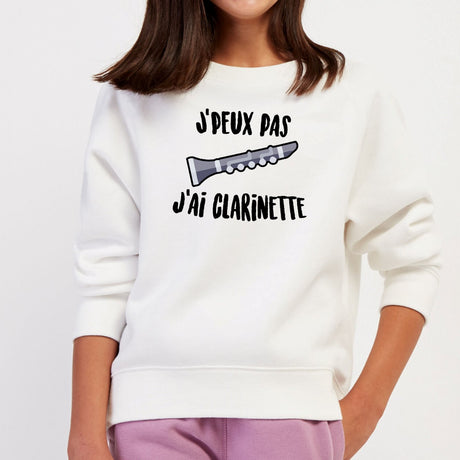 Sweat Enfant J'peux pas j'ai clarinette Blanc