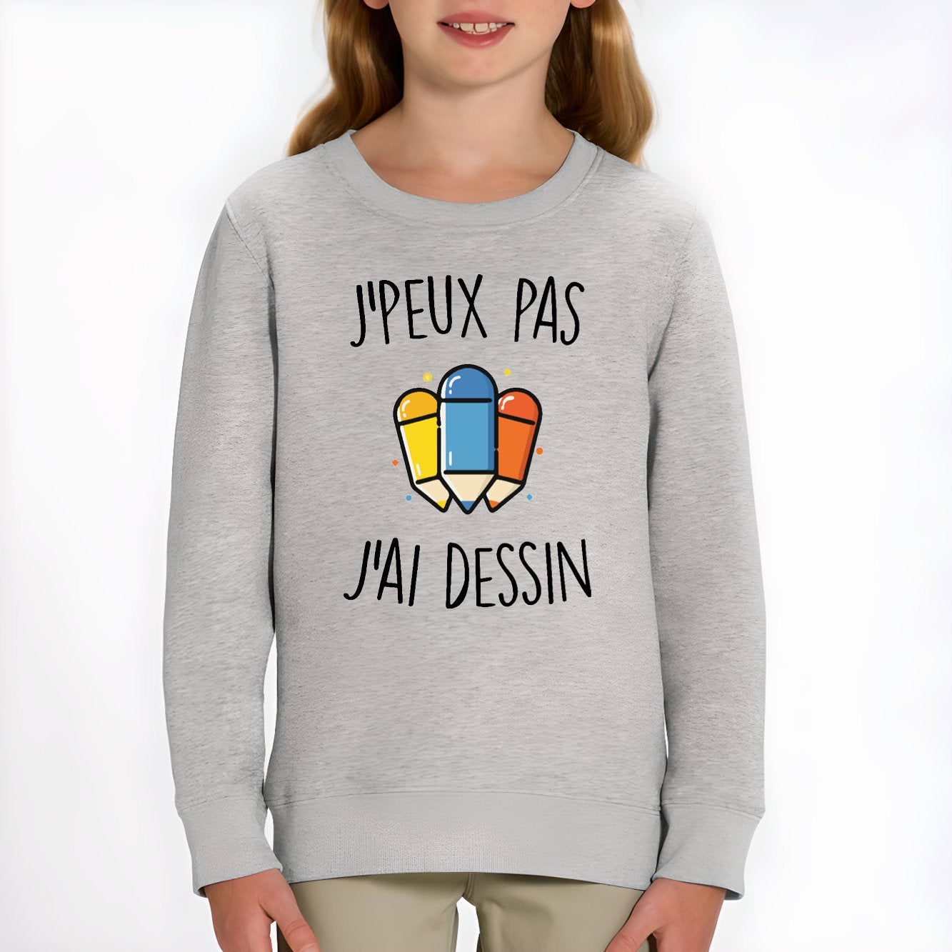 Sweat Enfant J'peux pas j'ai dessin Gris