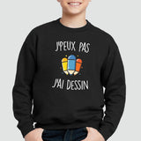 Sweat Enfant J'peux pas j'ai dessin Noir