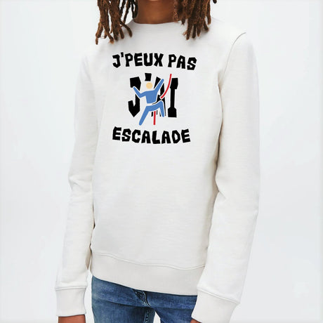 Sweat Enfant J'peux pas j'ai escalade Blanc