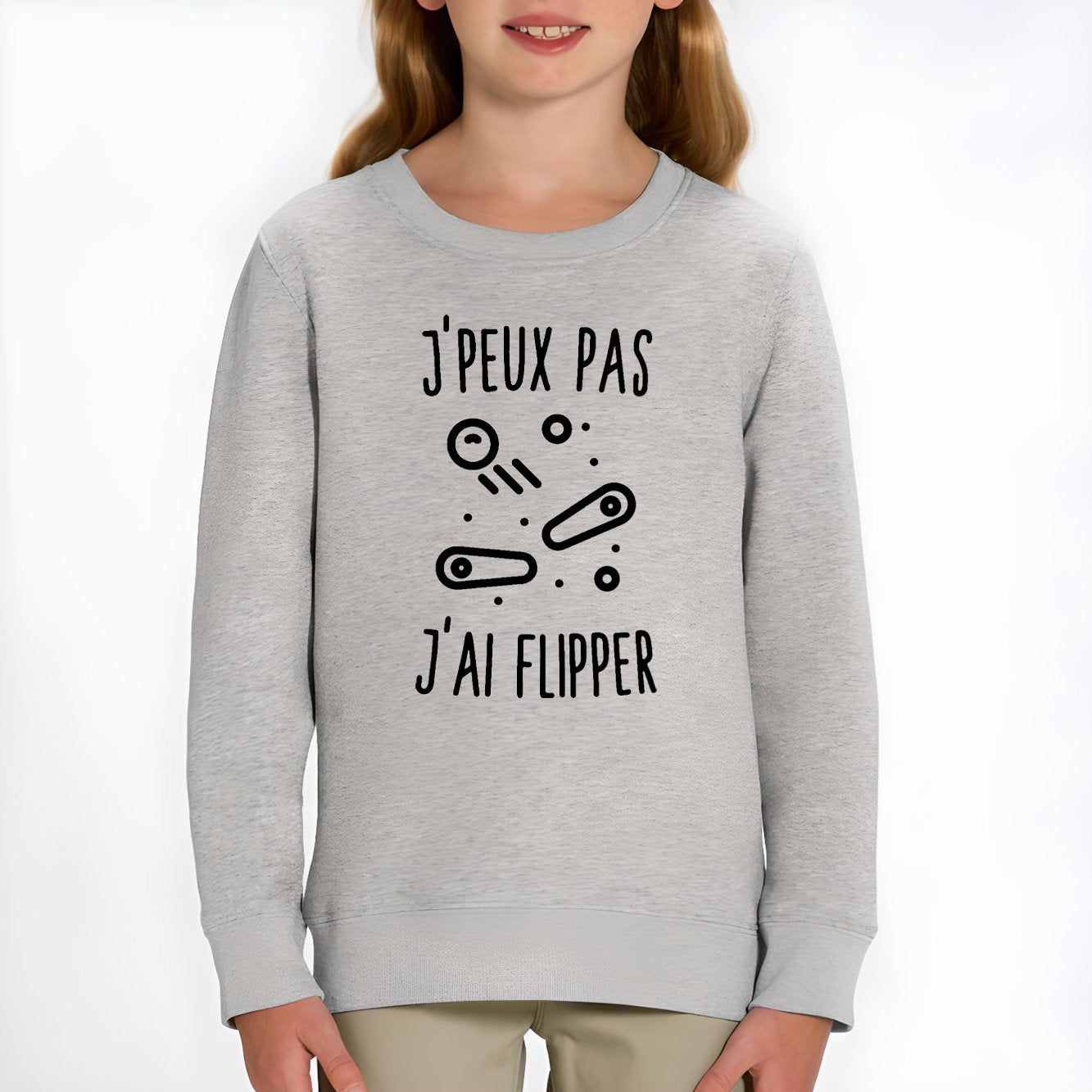 Sweat Enfant J'peux pas j'ai flipper Gris