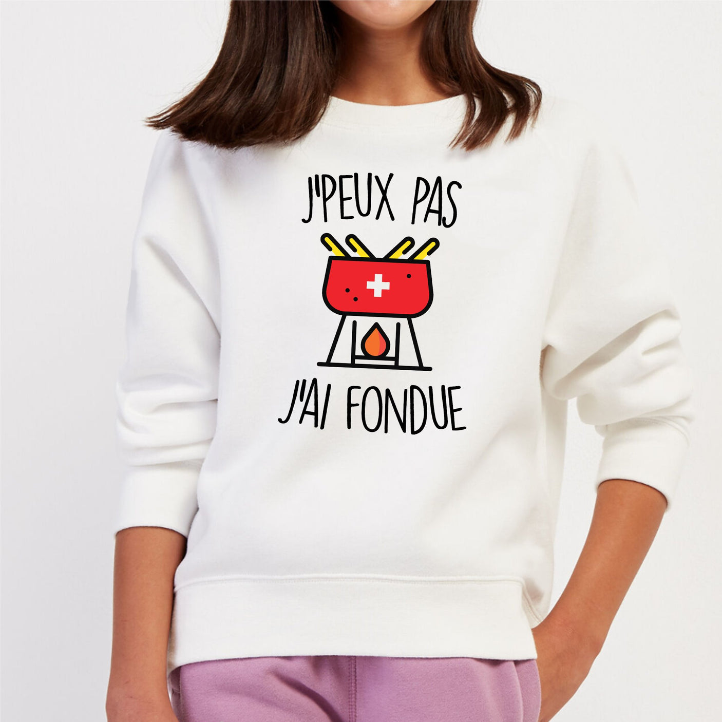 Sweat Enfant J'peux pas j'ai fondue Blanc