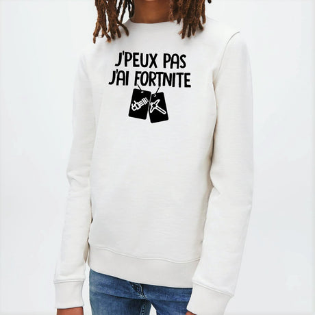 Sweat Enfant J'peux pas j'ai Fortnite Blanc