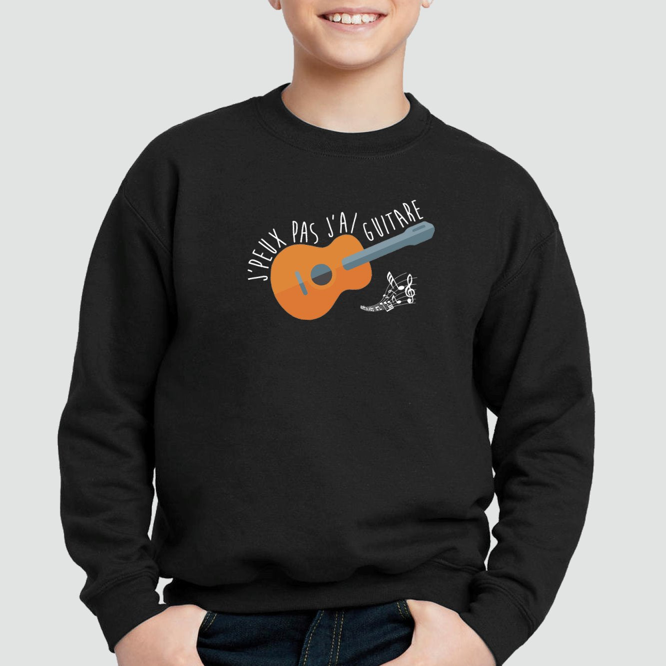 Sweat Enfant J'peux pas j'ai guitare Noir