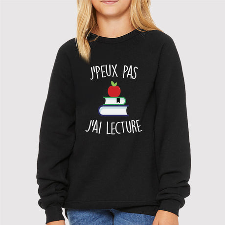 Sweat Enfant J'peux pas j'ai lecture Noir