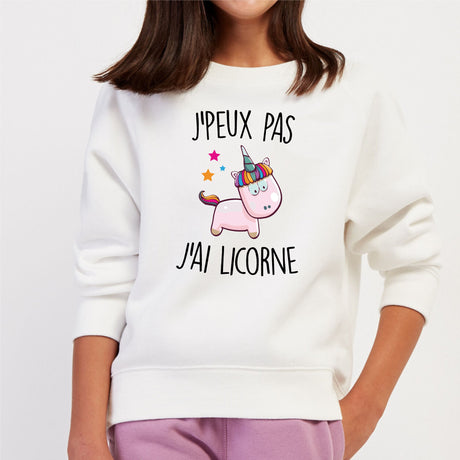 Sweat Enfant J'peux pas j'ai licorne Blanc