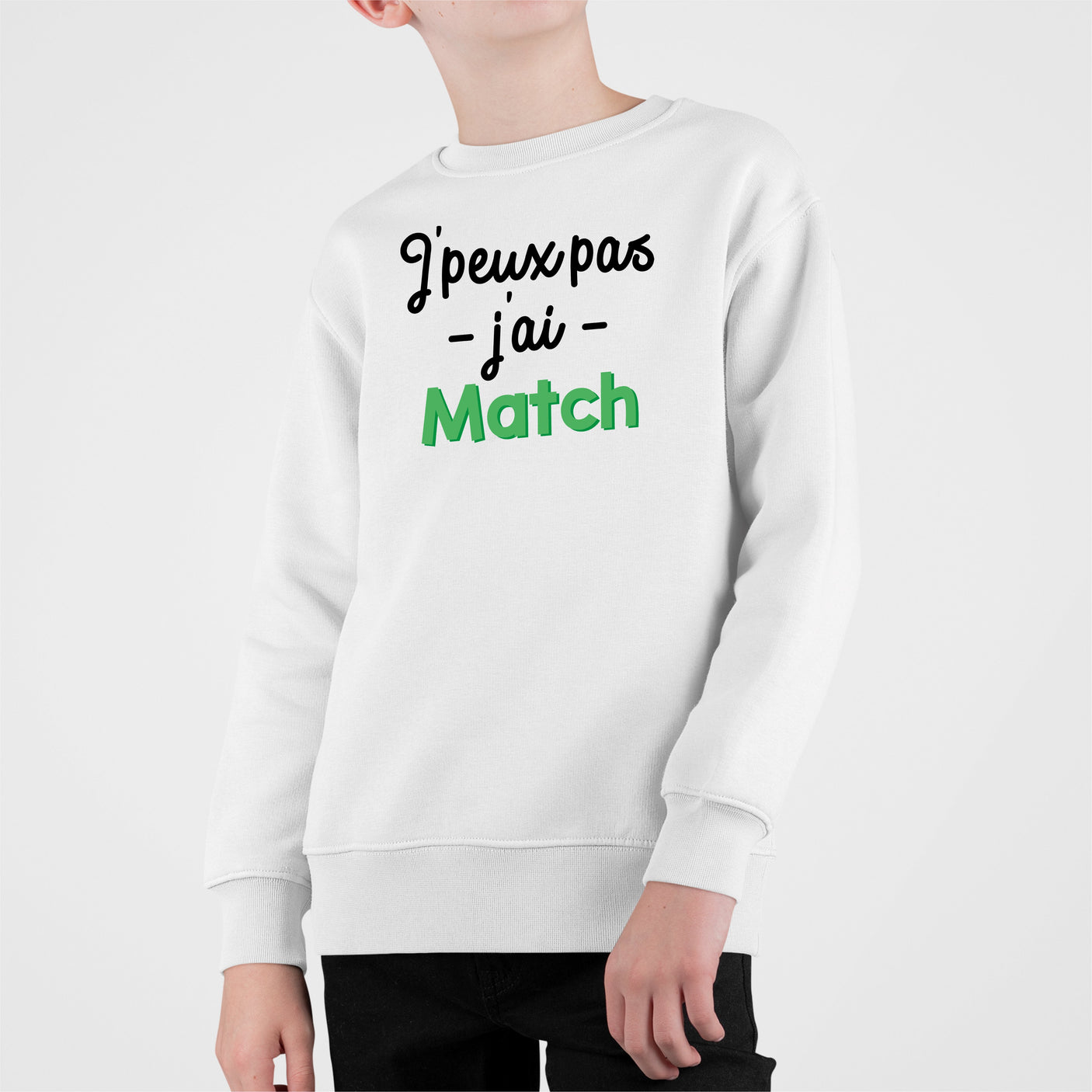 Sweat Enfant J'peux pas j'ai match Blanc