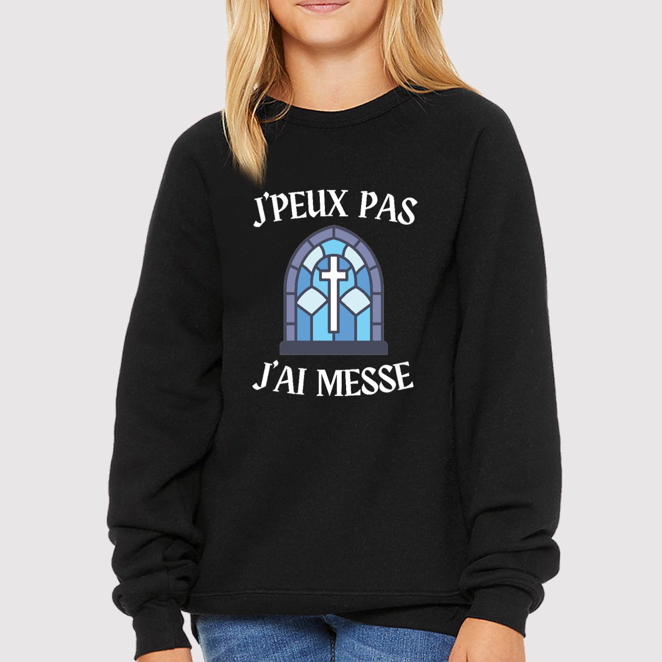 Sweat Enfant J'peux pas j'ai messe Noir